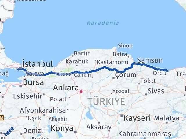 Giresun Bakırköy İstanbul Arası Kaç Km - Yol Haritası