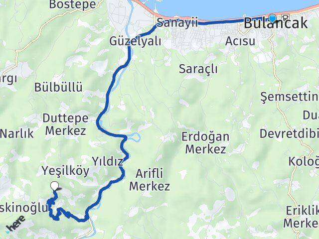 Giresun Bulancak Ataköy Bulancak Arası Kaç Km - Yol Haritası