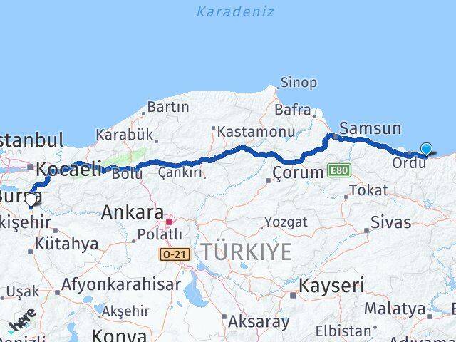 Giresun Bulancak Bilecik Arası Kaç Km - Yol Haritası