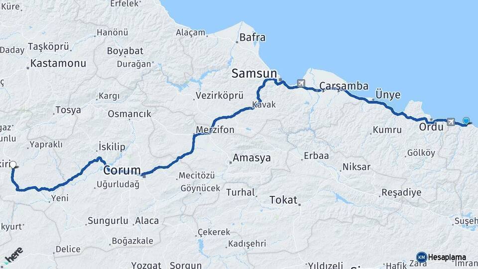Bulancak Çankırı Arası Kaç Km - Yol Tarifi