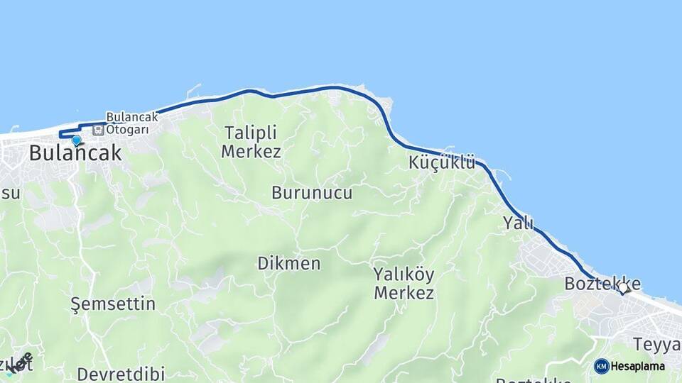 Giresun Bulancak Güre Arası Kaç Km - Yol Haritası
