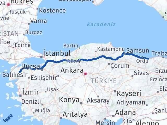 Giresun Çan Çanakkale Arası Kaç Km - Yol Haritası