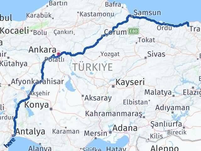 Giresun Çanakçı Antalya Arası Kaç Km - Yol Haritası