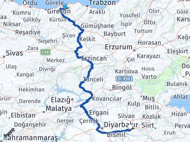 Çanakçı Batman Arası Kaç Km - Yol Tarifi