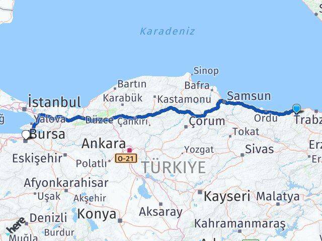 Giresun Çanakçı Bursa Arası Kaç Km - Yol Haritası