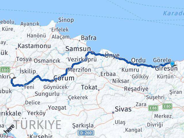 Çanakçı Çankırı Arası Kaç Km - Yol Tarifi