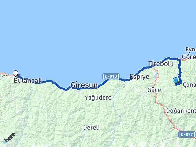 Doğanköy Ordu Giresun Havalimanı Arası Kaç Km - Yol Tarifi