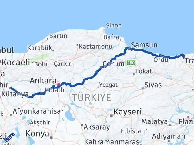 Giresun Çanakçı Eskişehir Arası Kaç Km - Yol Haritası