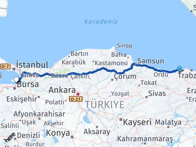 Giresun Çanakçı Gemlik Bursa Arası Kaç Km - Yol Haritası