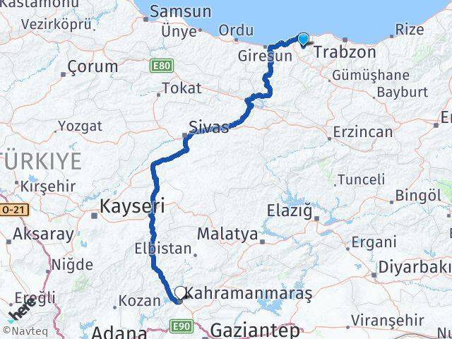 Çanakçı Kahramanmaraş Arası Kaç Km - Yol Tarifi
