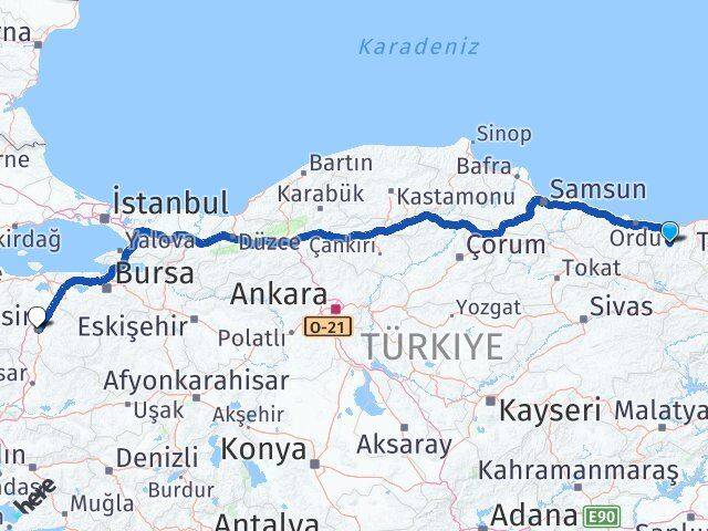 Dereli Balıkesir Arası Kaç Km - Yol Tarifi