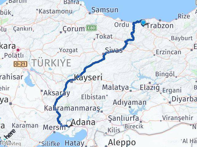 Giresun Doğankent Adana Arası Kaç Km - Yol Haritası