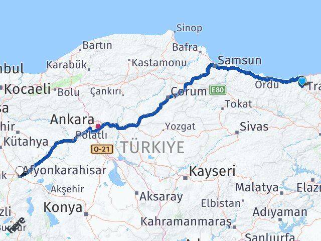 Giresun Doğankent Afyonkarahisar Arası Kaç Km - Yol Haritası