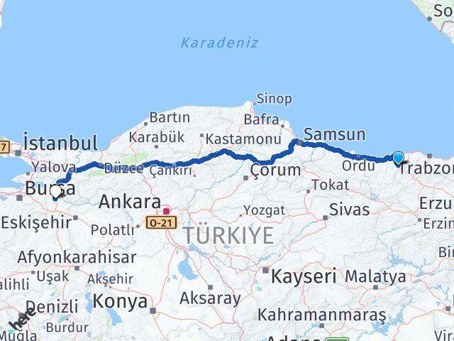 Giresun Doğankent Bilecik Arası Kaç Km - Yol Haritası