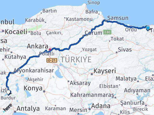 Giresun Doğankent Burdur Arası Kaç Km - Yol Haritası