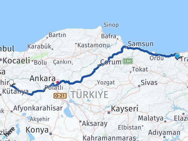 Giresun Doğankent Eskişehir Arası Kaç Km - Yol Haritası