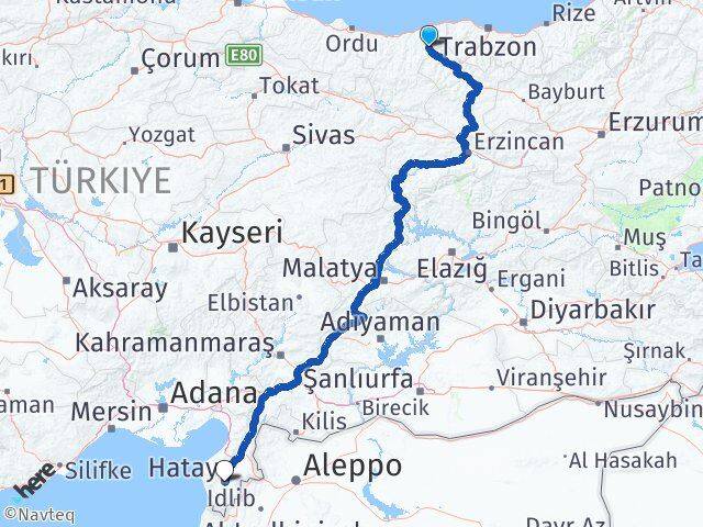 Giresun Doğankent Hatay Arası Kaç Km - Yol Haritası