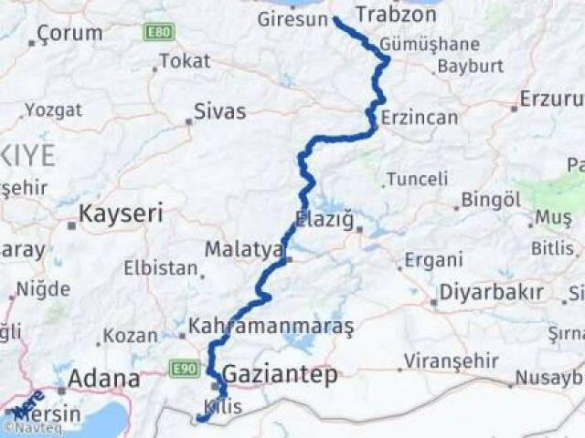 Giresun Doğankent Kilis Arası Kaç Km - Yol Haritası
