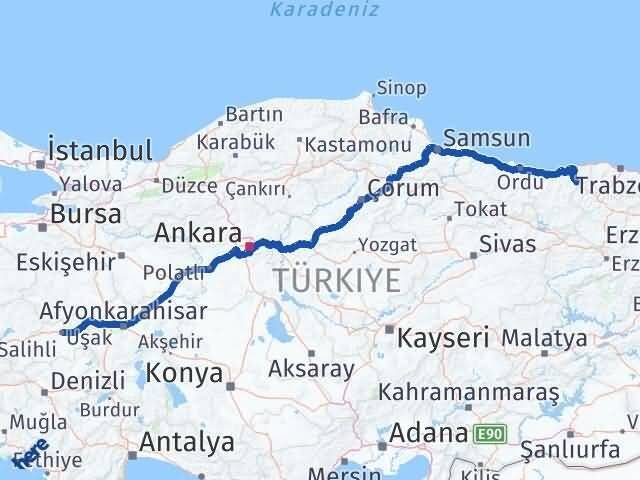 Giresun Doğankent Uşak Arası Kaç Km - Yol Haritası