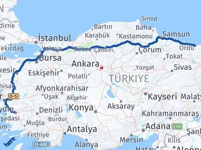 Giresun Efeler Aydın Arası Kaç Km - Yol Haritası
