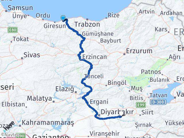 Giresun Espiye Batman Arası Kaç Km - Yol Haritası