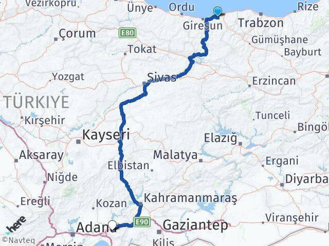 Giresun Espiye Osmaniye Arası Kaç Km - Yol Haritası