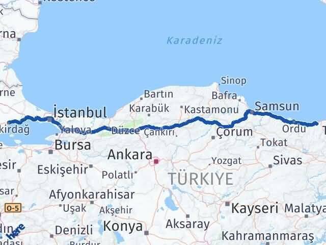 Giresun Espiye Tekirdağ Arası Kaç Km - Yol Haritası