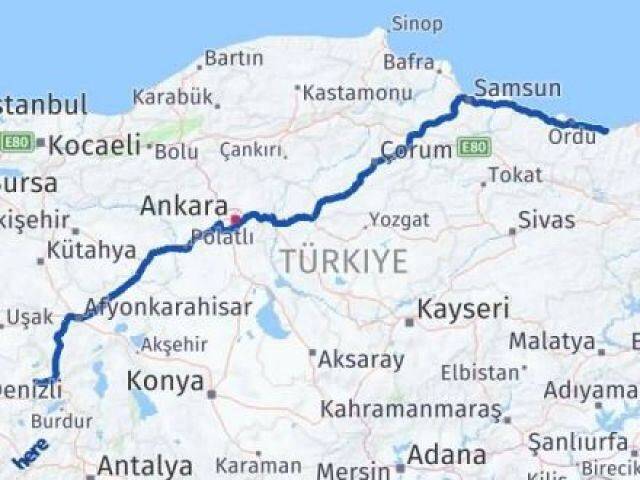 Giresun Evciler Afyonkarahisar Arası Kaç Km - Yol Haritası