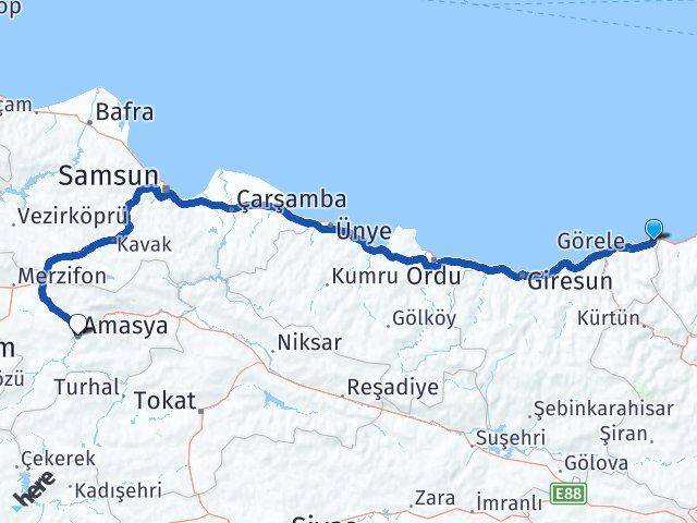 Eynesil Amasya Arası Kaç Km - Yol Tarifi