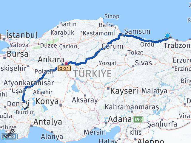 Eynesil Burdur Arası Kaç Km - Yol Tarifi
