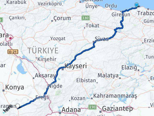 Eynesil Karaman Arası Kaç Km - Yol Tarifi