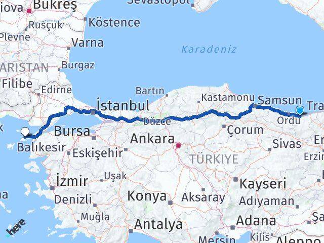Giresun Gökçeada Çanakkale Arası Kaç Km - Yol Haritası