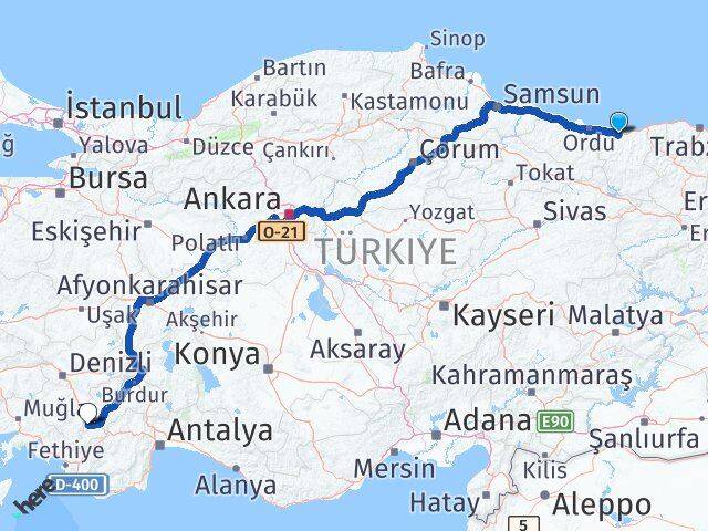 Giresun Gölhisar Burdur Arası Kaç Km - Yol Haritası
