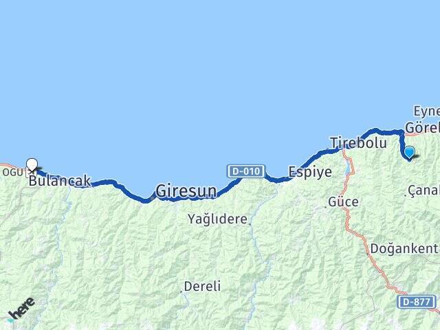 Ataköy Ordu Giresun Havalimanı Arası Kaç Km - Yol Tarifi