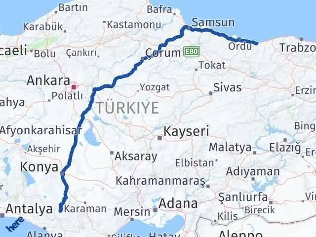 Giresun Hadim Konya Arası Kaç Km - Yol Haritası