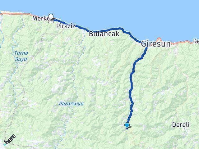 İnişdibi Ordu Giresun Havalimanı Arası Kaç Km - Yol Tarifi