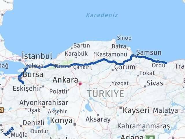 Giresun Keles Bursa Arası Kaç Km - Yol Haritası