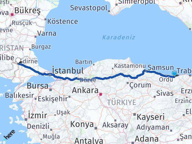 Giresun Keşap Edirne Arası Kaç Km - Yol Haritası