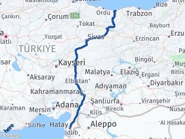 Giresun Keşap Hatay Arası Kaç Km - Yol Haritası
