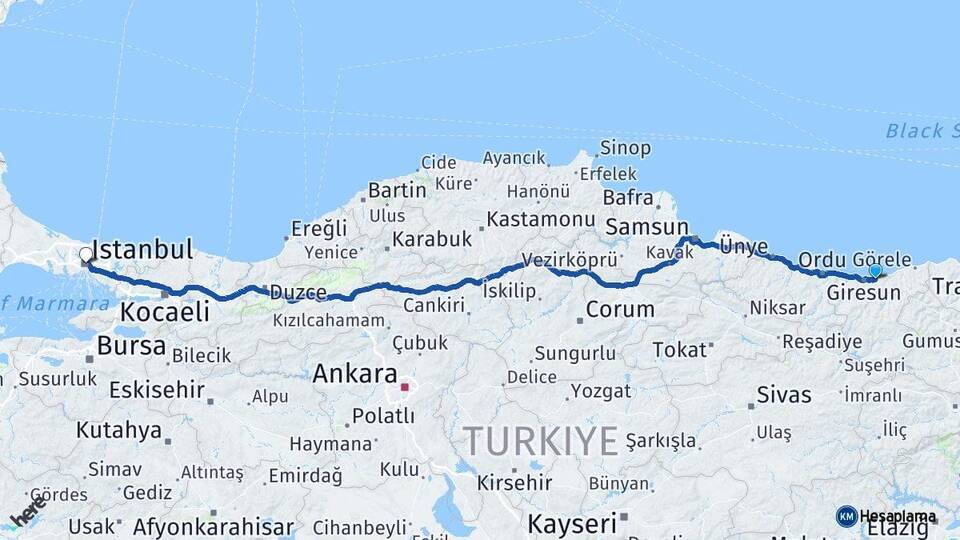 Keşap İstanbul Arası Kaç Km - Yol Tarifi