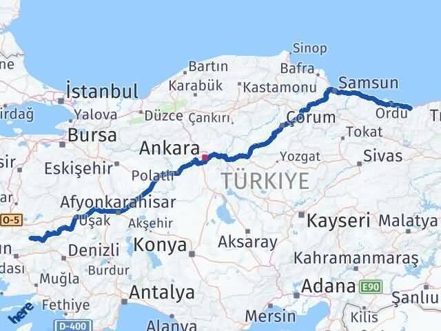 Giresun Kiraz İzmir Arası Kaç Km - Yol Haritası