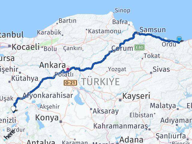 Giresun Kızılören Afyonkarahisar Arası Kaç Km - Yol Haritası
