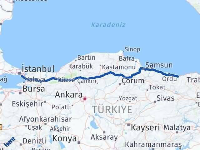 Giresun Maltepe İstanbul Arası Kaç Km - Yol Haritası