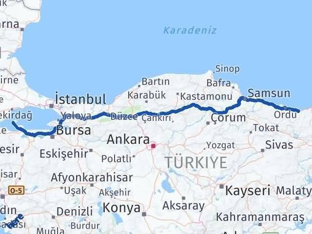 Giresun Marmara Balıkesir Arası Kaç Km - Yol Haritası