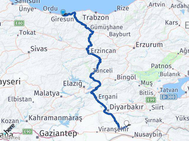 Giresun Ömerli Mardin Arası Kaç Km - Yol Haritası