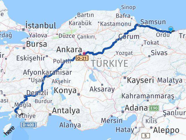 Giresun Ortaca Muğla Arası Kaç Km - Yol Haritası