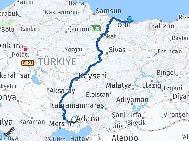 Piraziz Adana Arası Kaç Km - Yol Tarifi