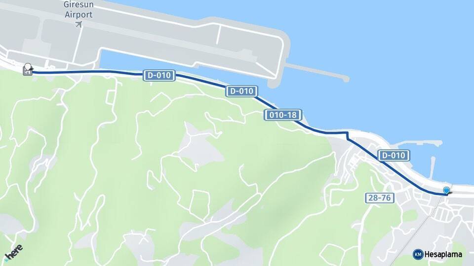 Piraziz Ordu Giresun Havalimanı Arası Kaç Km - Yol Tarifi