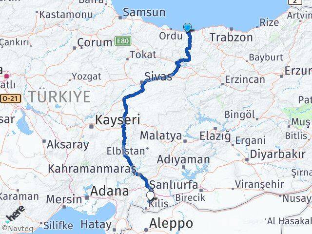 Giresun Şahinbey Gaziantep Arası Kaç Km - Yol Haritası