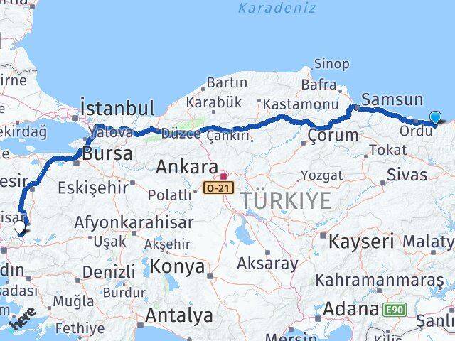 Giresun Saruhanlı Manisa Arası Kaç Km - Yol Haritası